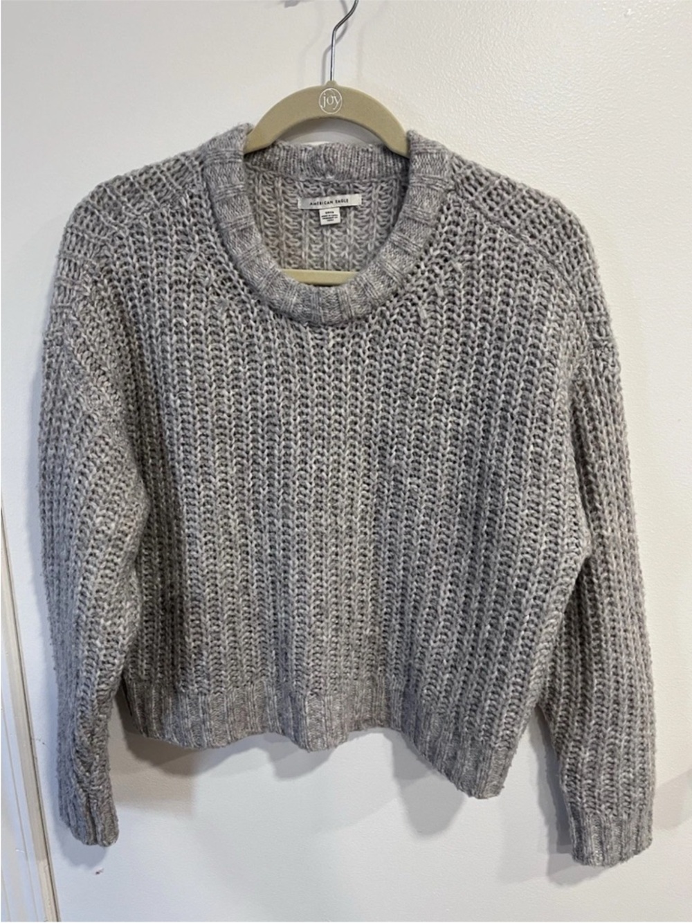 American Eagle Outfitters Light Gray Cozy Crewneck Sweater